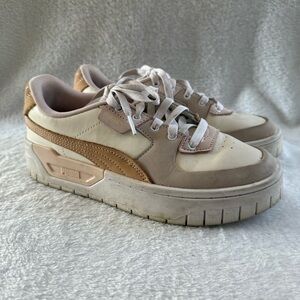 Puma Women's Beige and Brown Sneakers Size 8 Lace Up Sneakers Platform
